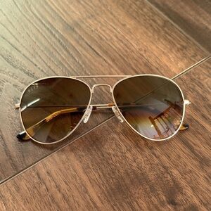 Diff eyewear Cruz gold aviator sunglasses. Never worn with case. Tortoise tips.